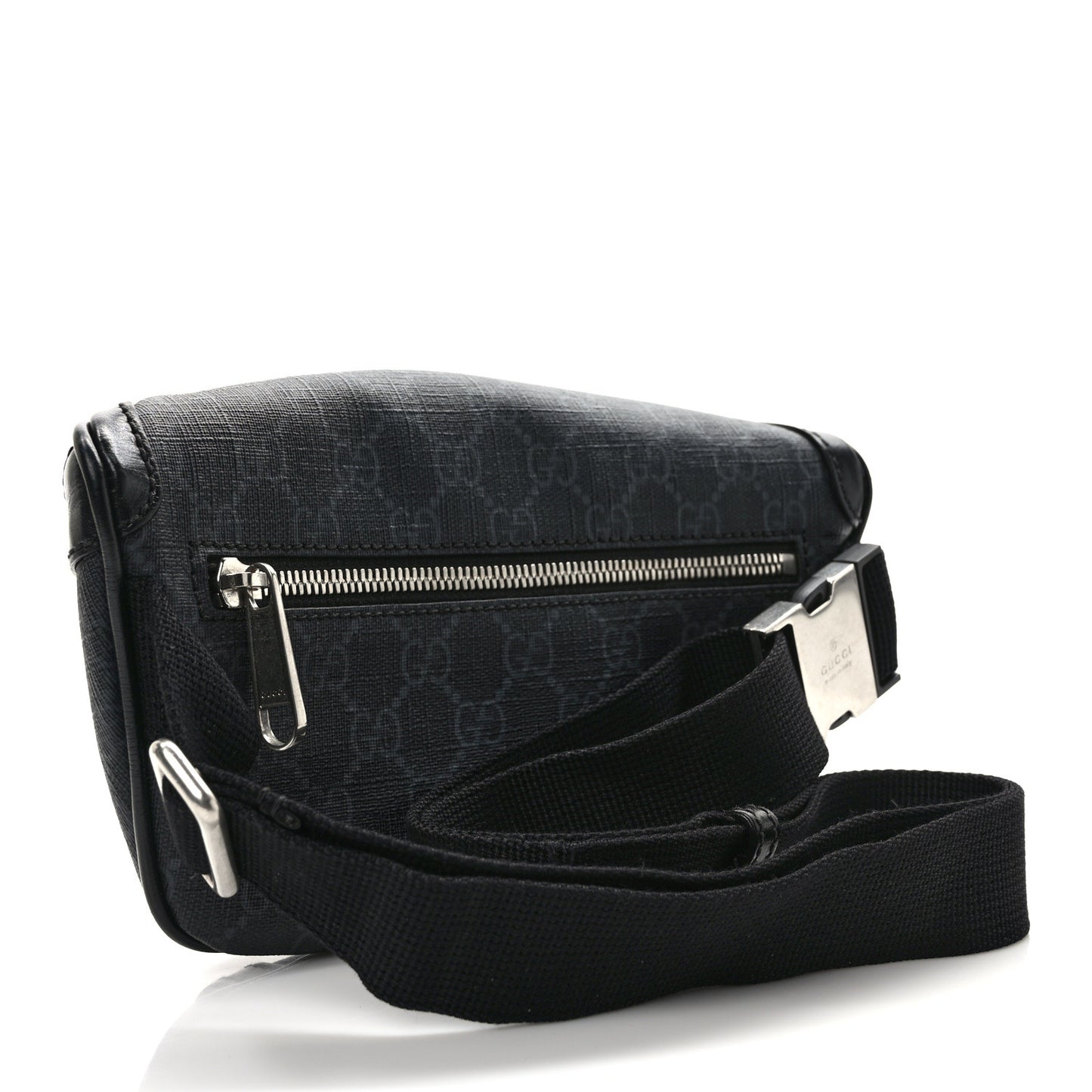 GG Supreme Monogram Textured Calfskin Retro Interlocking G Belt Bag Black