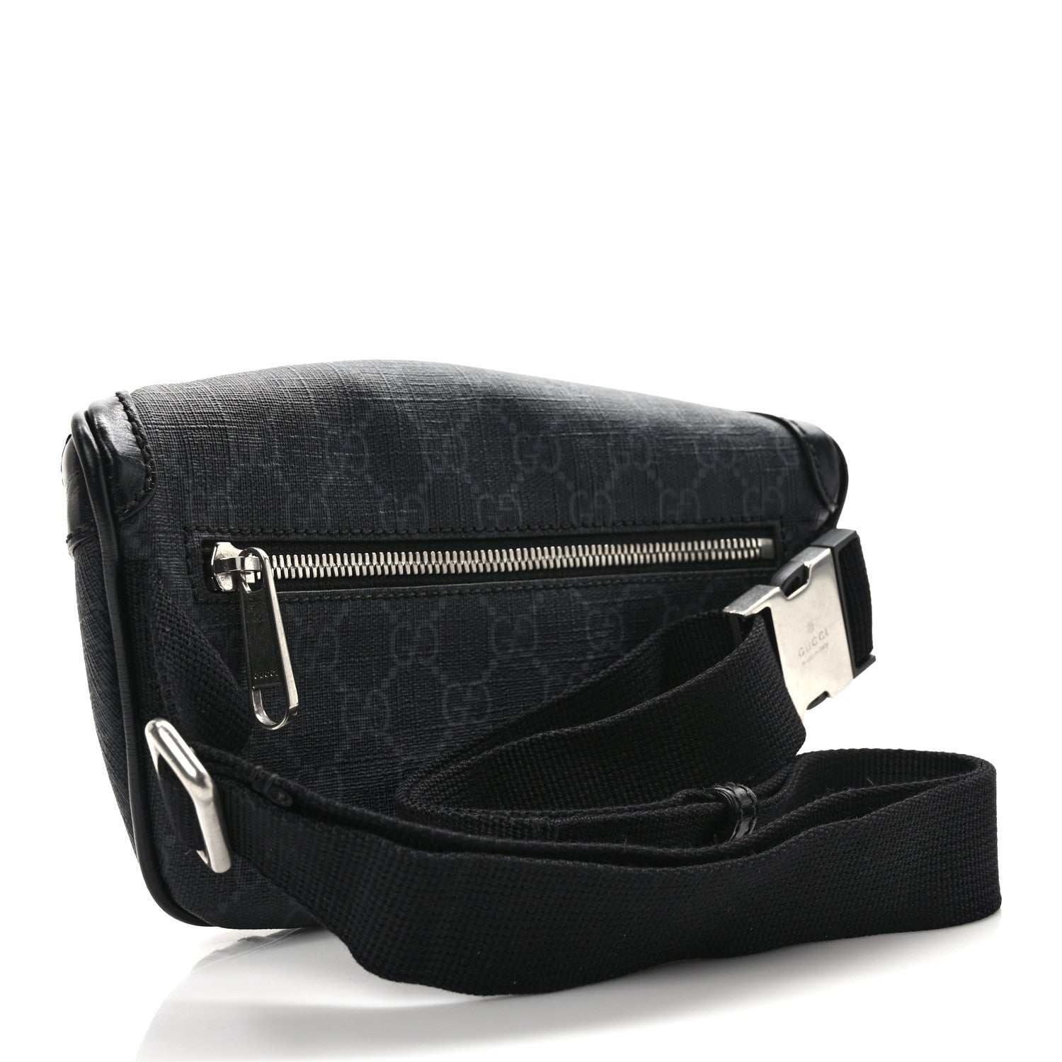 Gucci GG Supreme Monogram Textured Calfskin Retro Interlocking G Belt Bag Black 3 of 8