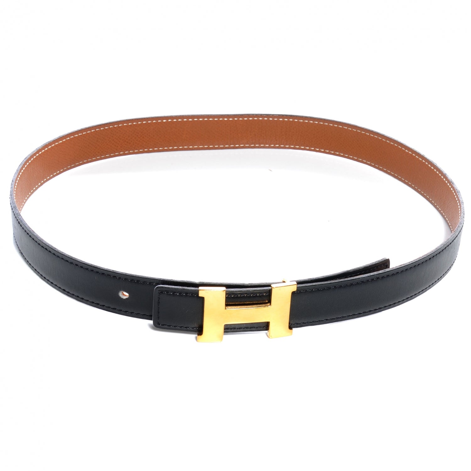 Hermes Box Courchevel Constance 24mm H Belt 70 Black Gold 1 of 6