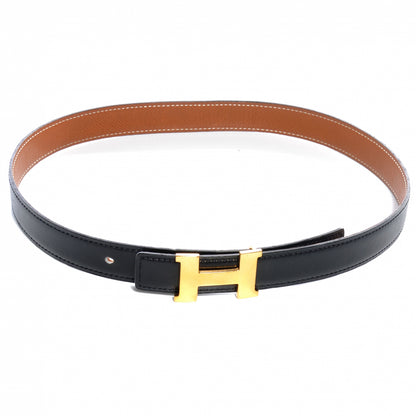 Hermes Box Courchevel Constance 24mm H Belt 70 Black Gold 1 of 6