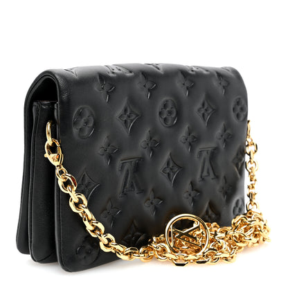 Louis Vuitton Lambskin Embossed Monogram Pochette Coussin Black 2 of 10