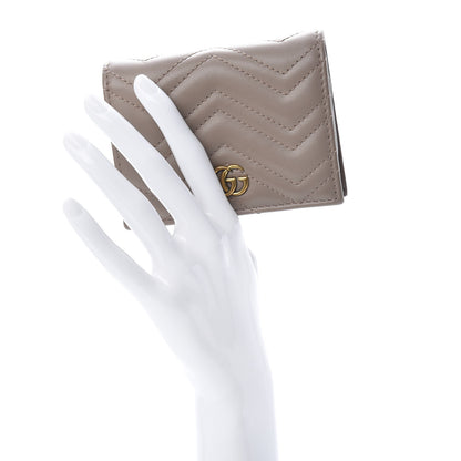 Gucci Calfskin Matelasse GG Marmont Card Case Wallet Porcelain Rose 2 of 10