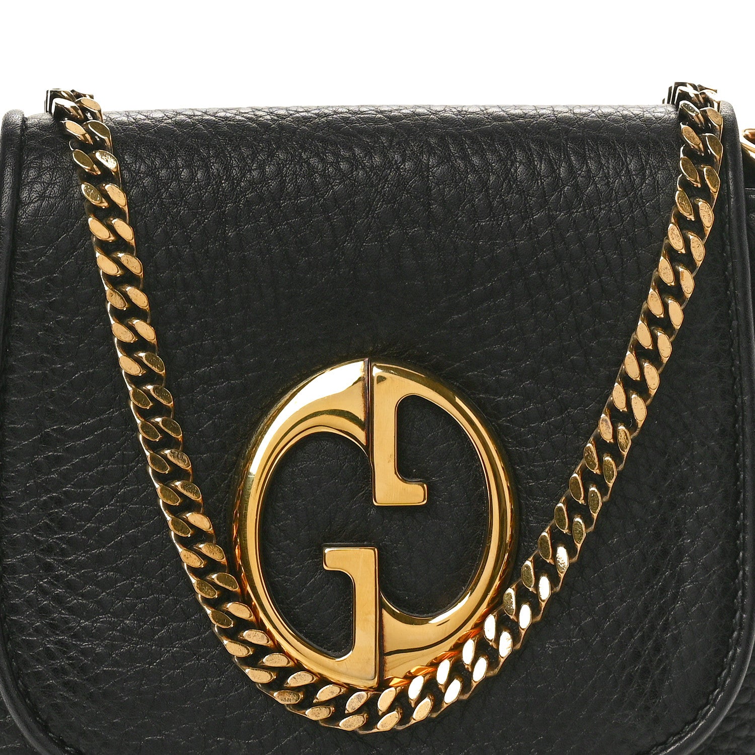 Gucci Pebbled Calfskin Small 1973 Chain Shoulder Bag Black 9 of 11