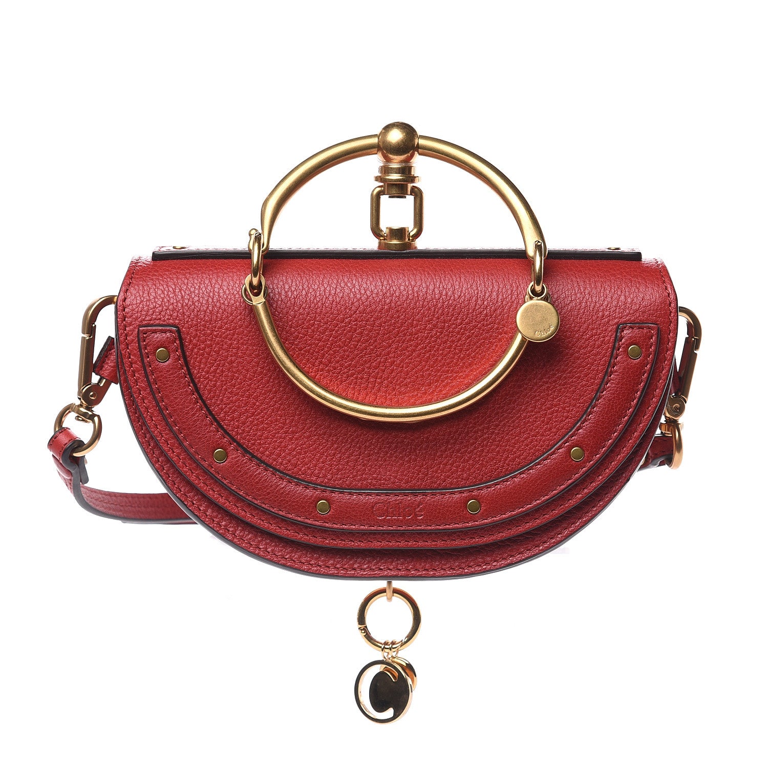 Chloe Calfskin Small Nile Bracelet Minaudiere Bag Dahlia Red 1 of 9