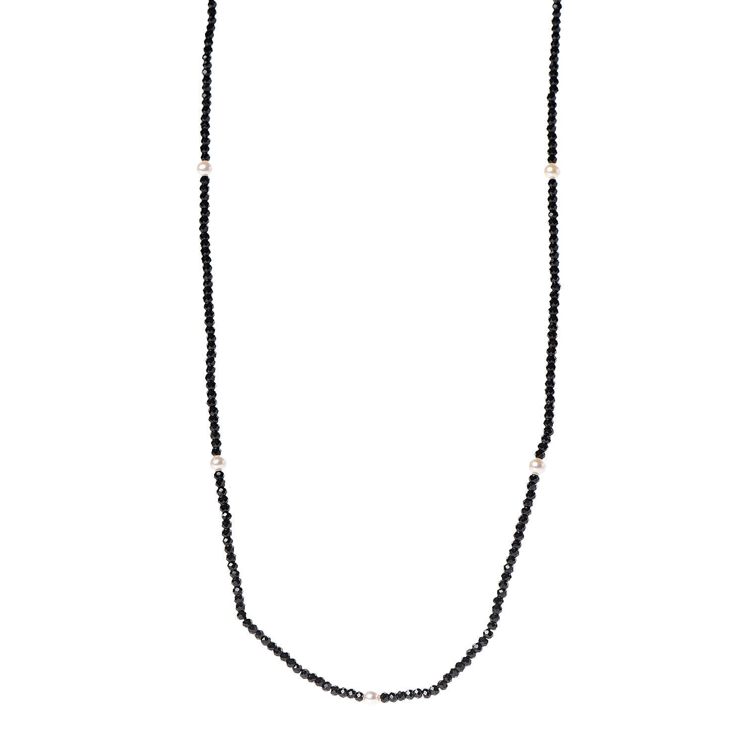 Tiffany Sterling Silver Black Spinel Pearl Ziegfeld Bead Necklace 1 of 6