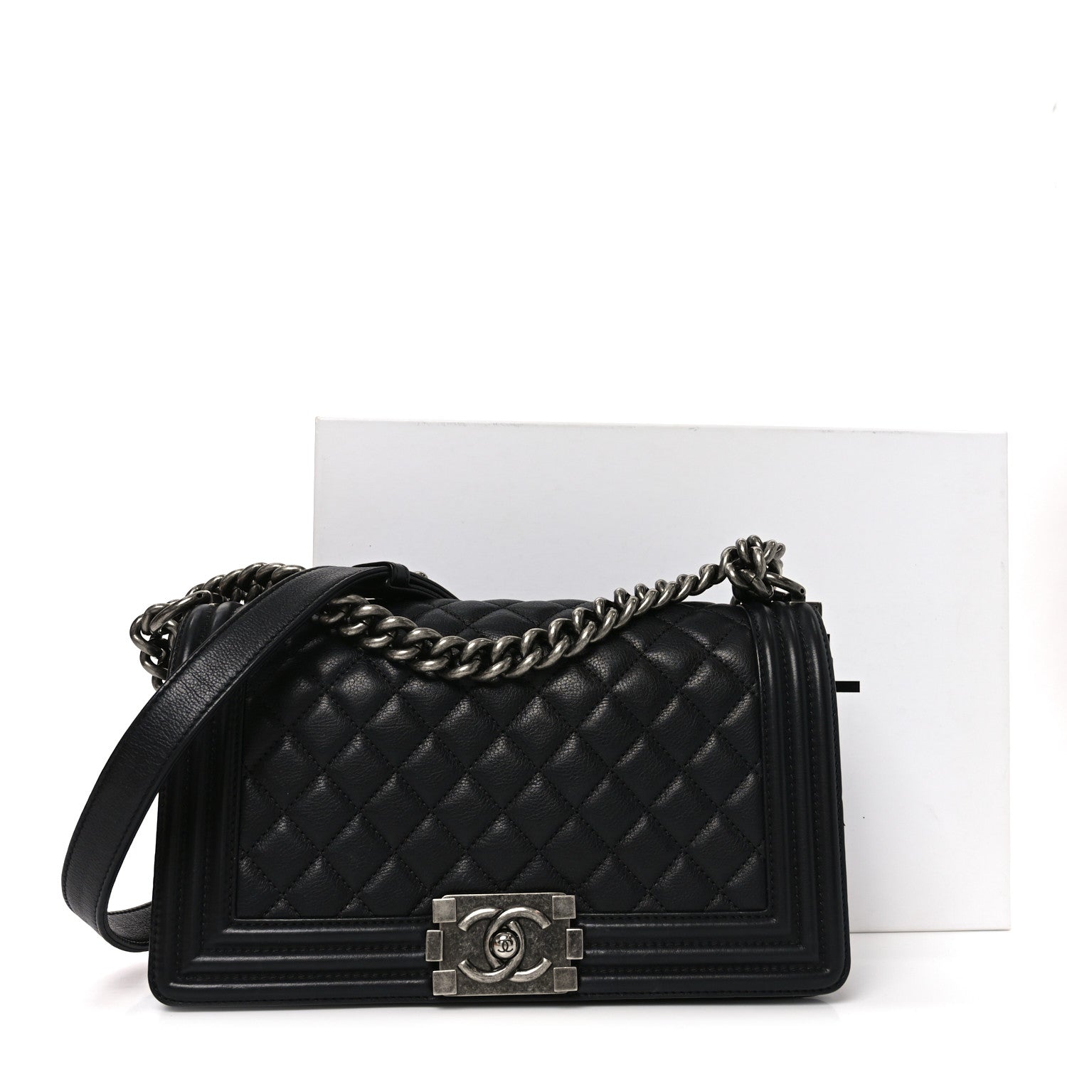 Chanel Calfskin Quilted Medium Boy Flap Black 11 of 11