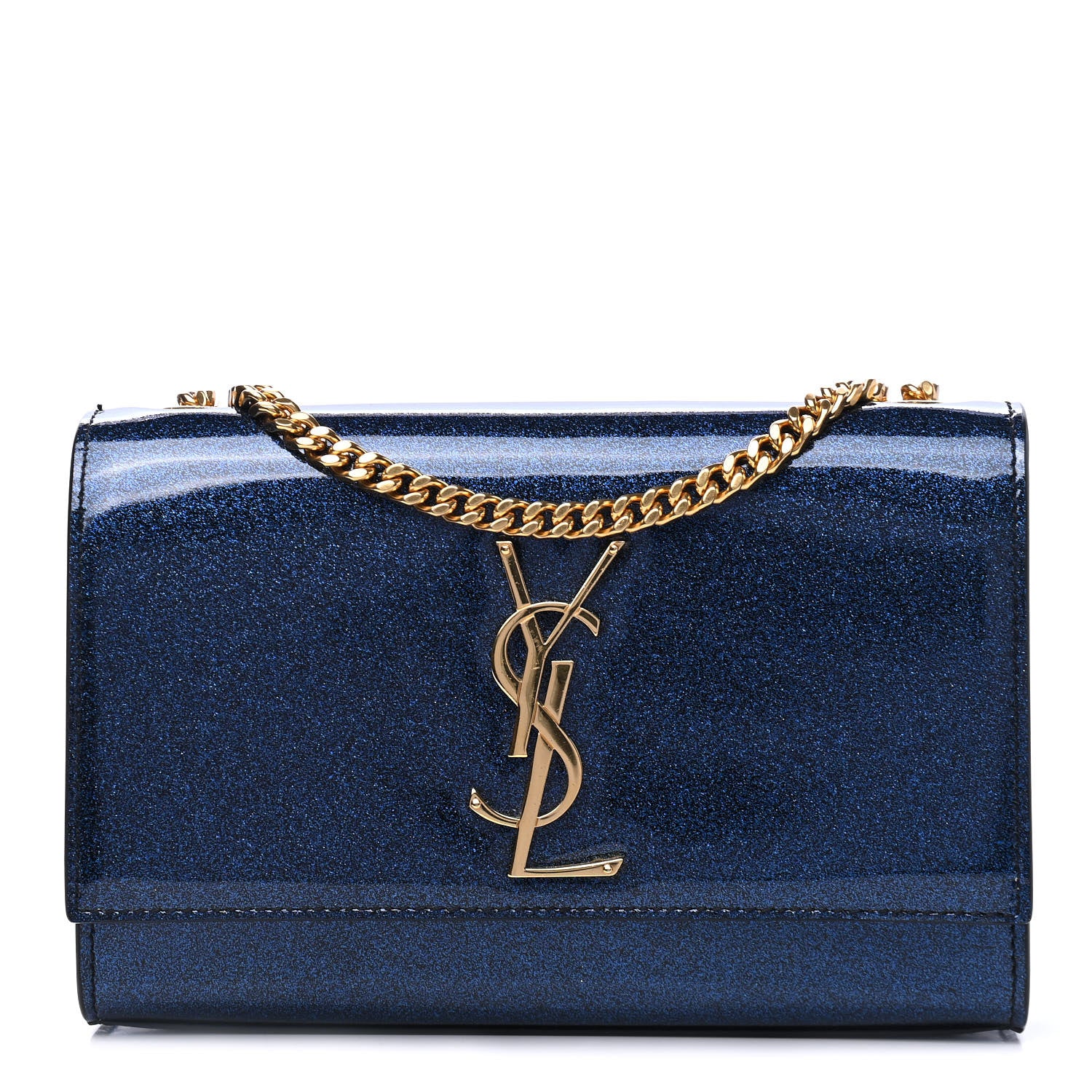 Saint Laurent Glitter Patent Small Monogram Kate Satchel Cobalt 1 of 6