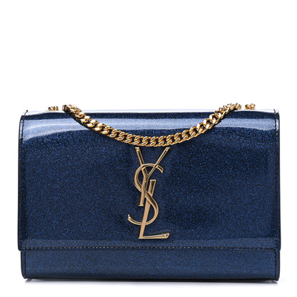 Saint Laurent Glitter Patent Small Monogram Kate Satchel Cobalt 1 of 6