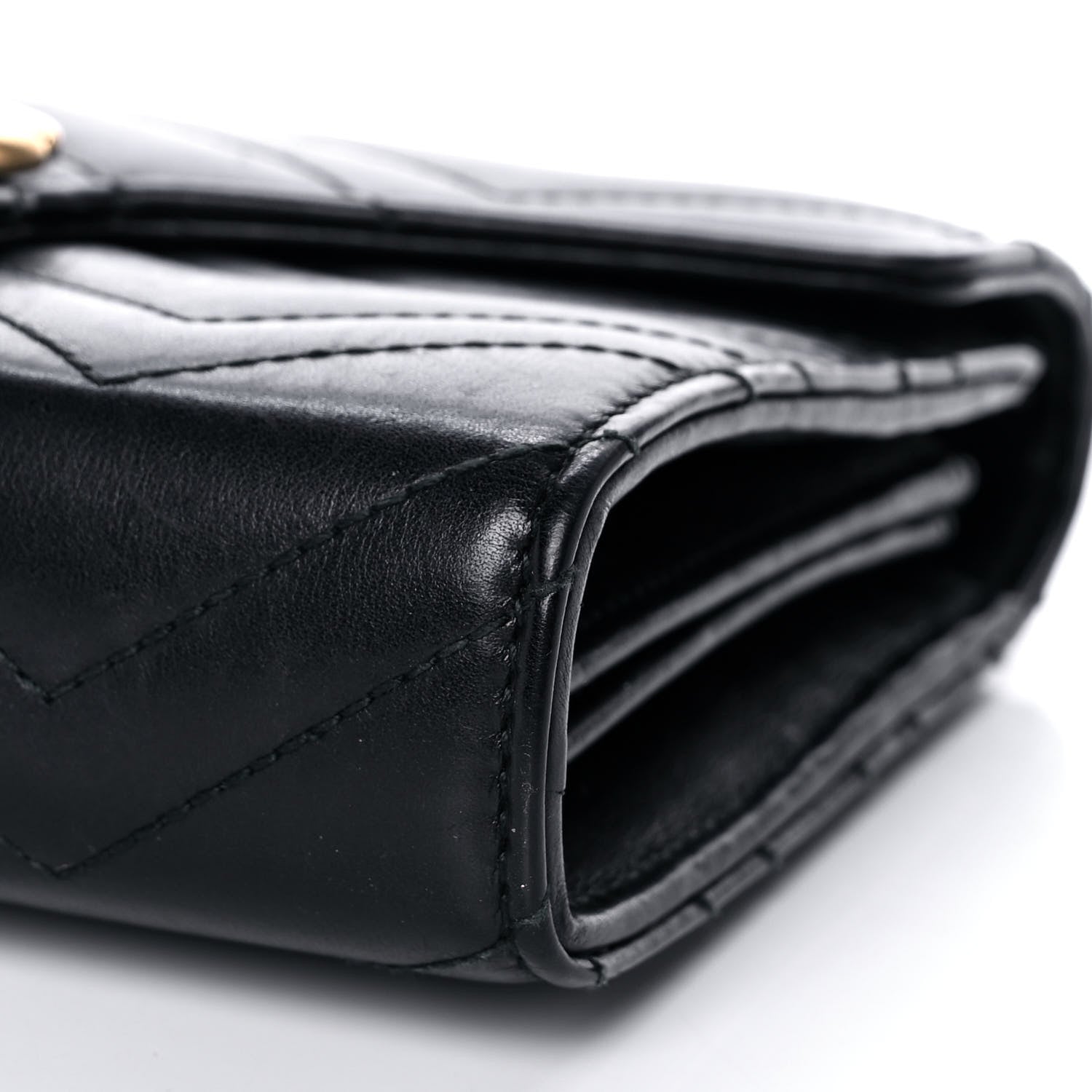 Gucci Calfskin Matelasse GG Marmont Chain Wallet Black 9 of 13