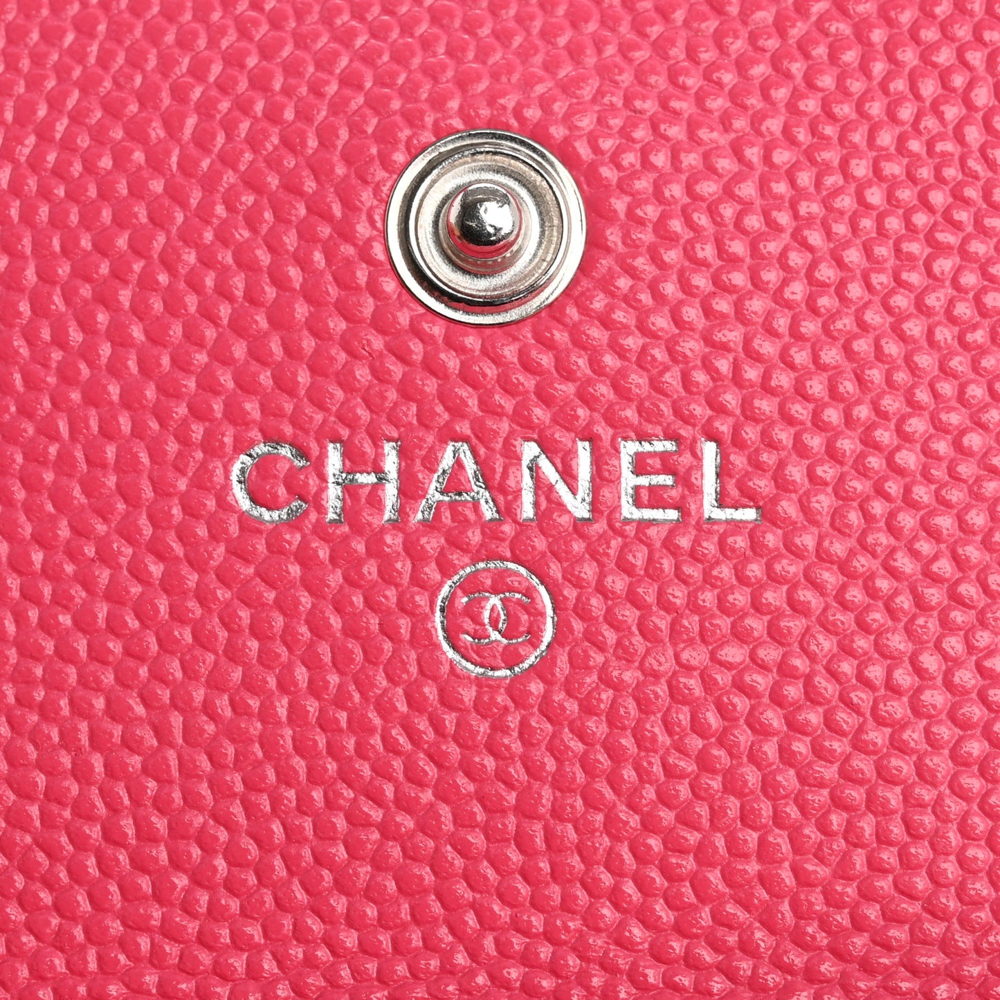 Caviar Quilted Chanel 19 Flap Card Holder Wallet Dark Pink
