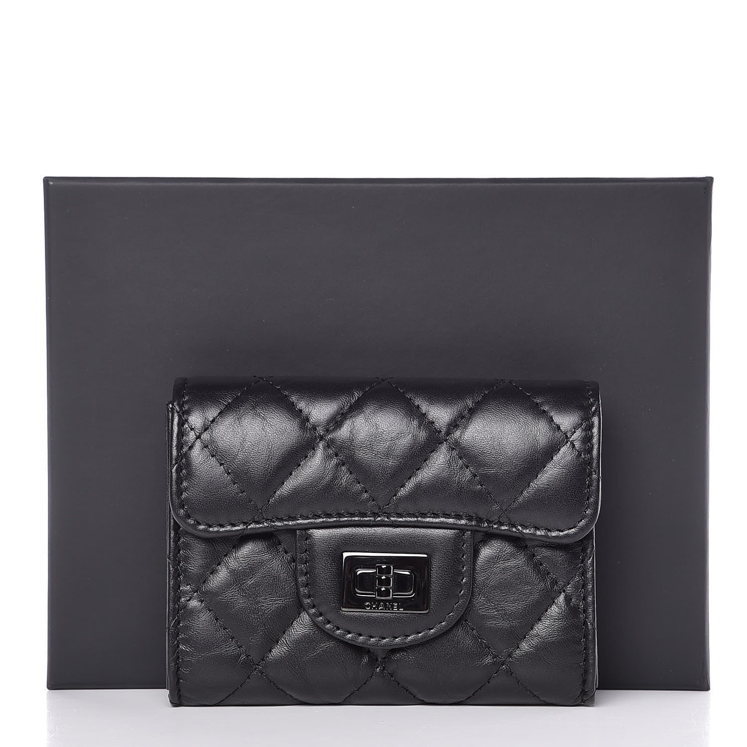 Chanel Aged Calfskin Quilted Reissue Flap Card Holder Wallet So Black 9 of 9