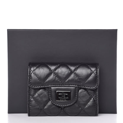 Chanel Aged Calfskin Quilted Reissue Flap Card Holder Wallet So Black 9 of 9