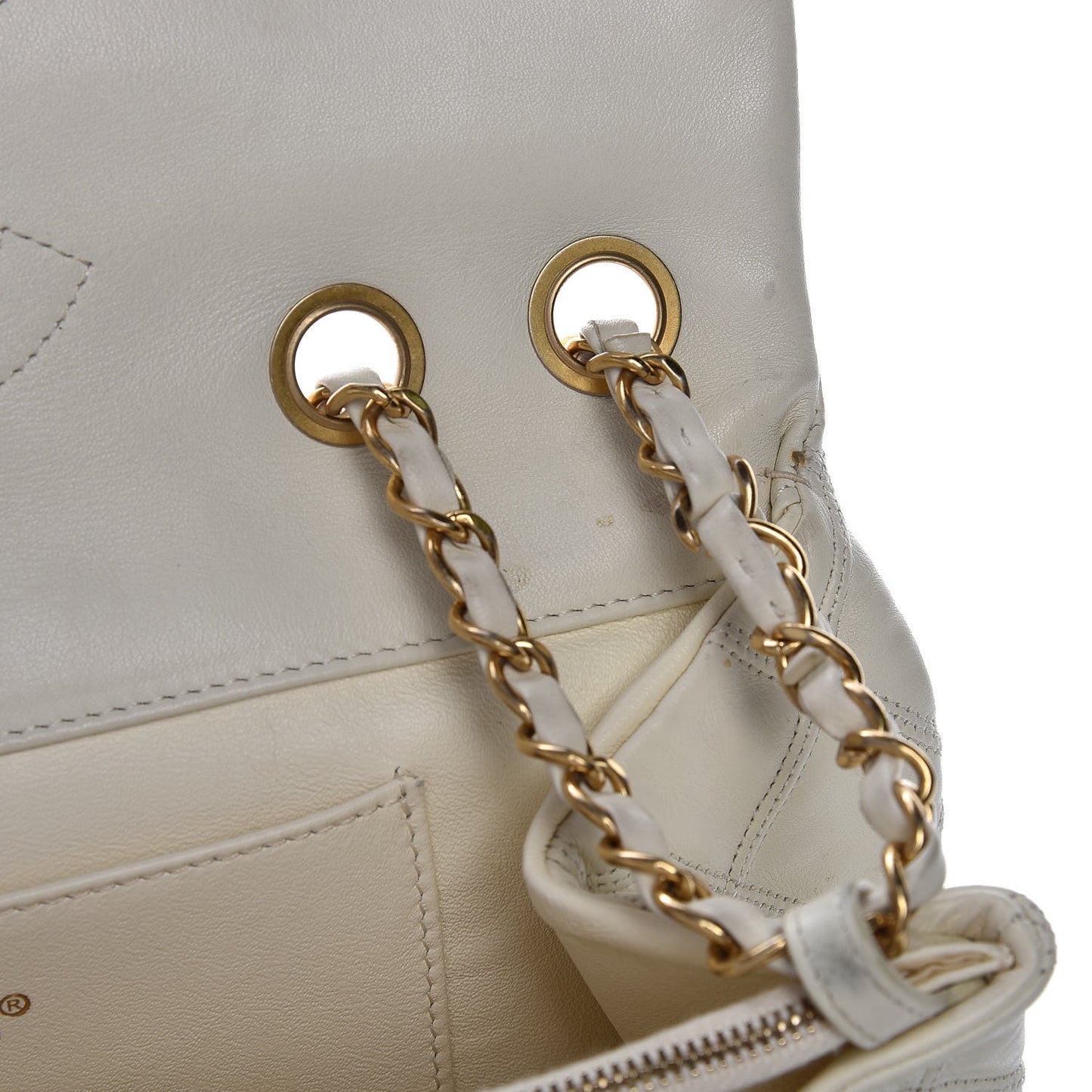 Calfskin Stitched Thin City Flap White