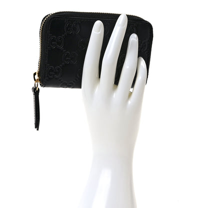 Gucci Guccissima Zip Around Coin Purse Wallet Black 2 of 6