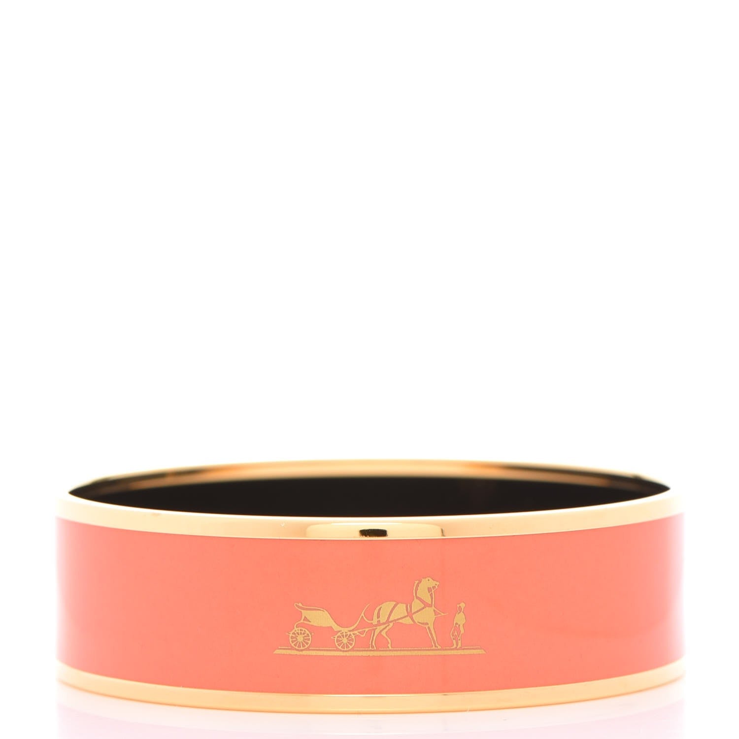 Hermes Enamel Printed Caleche Wide Bracelet 62 Mango 1 of 6