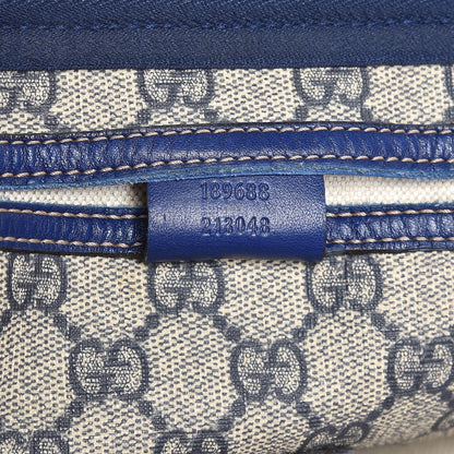 Gucci GG Plus Monogram Large Sloaney Union Jack British Flag Boston Duffle Tote Blue 9 of 24