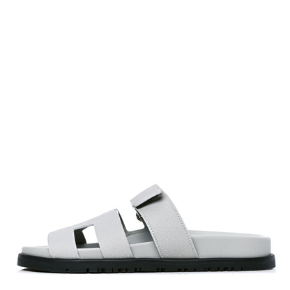 Hermes Calfskin Womens Chypre Sandals 37 Bleu Glacier 1 of 4