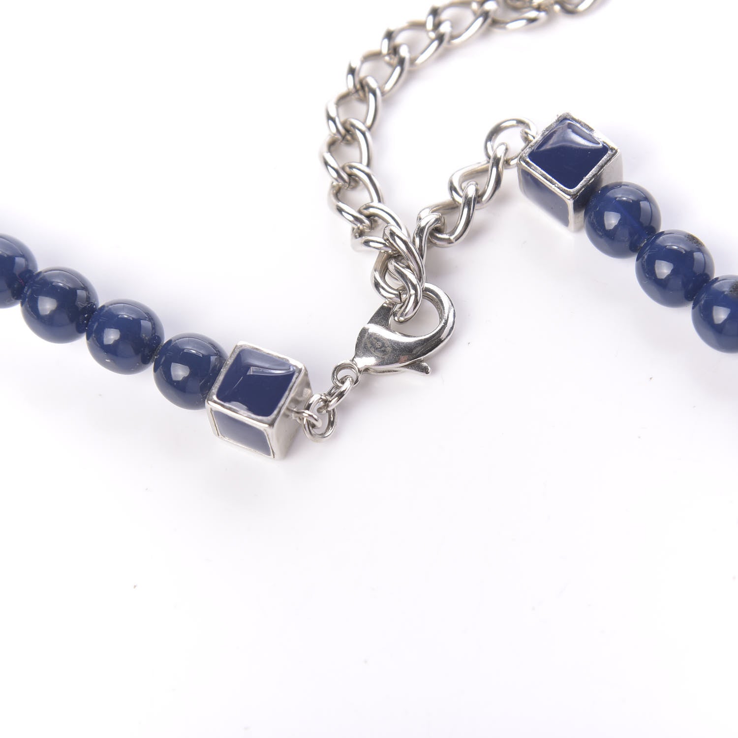 Chanel Pearl Bead Enamel CC Long Necklace Pearly White Blue 7 of 7