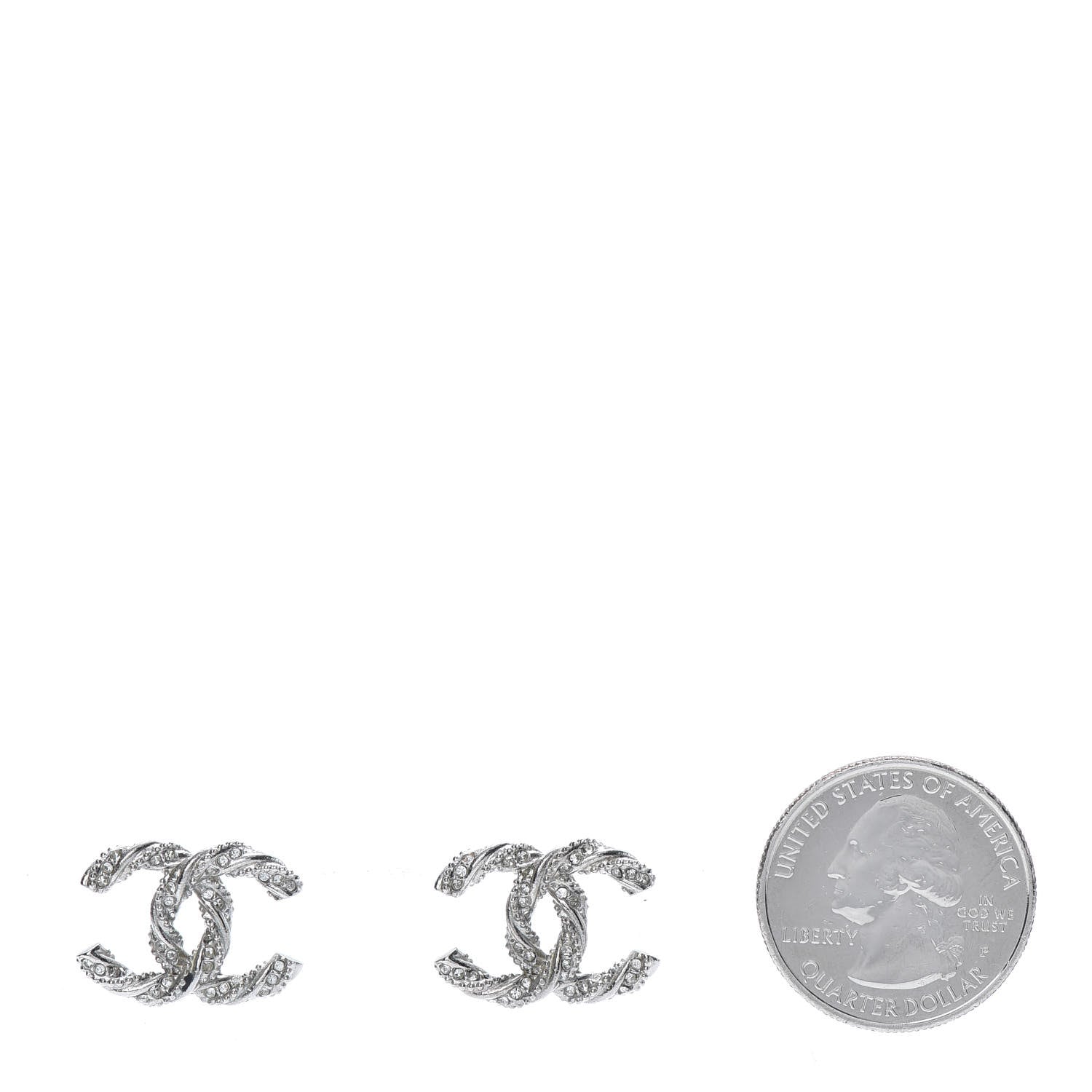Chanel Crystal CC Twisted Earrings Silver 2 of 5