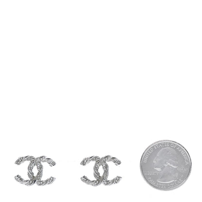 Chanel Crystal CC Twisted Earrings Silver 2 of 5