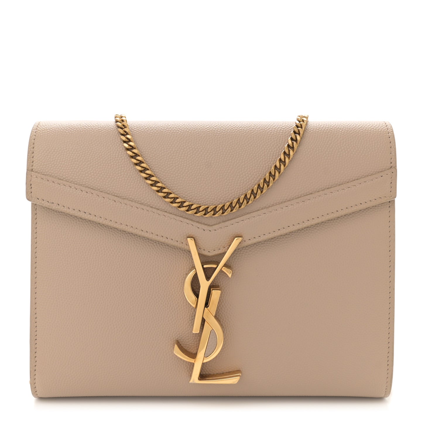 Grain De Poudre Monogram Cassandra Chain Wallet Dark Beige