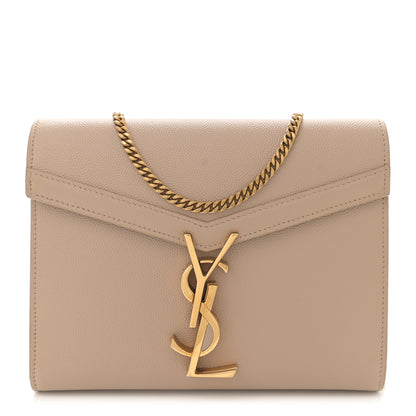 Saint Laurent Grain De Poudre Monogram Cassandra Chain Wallet Dark Beige 1 of 11