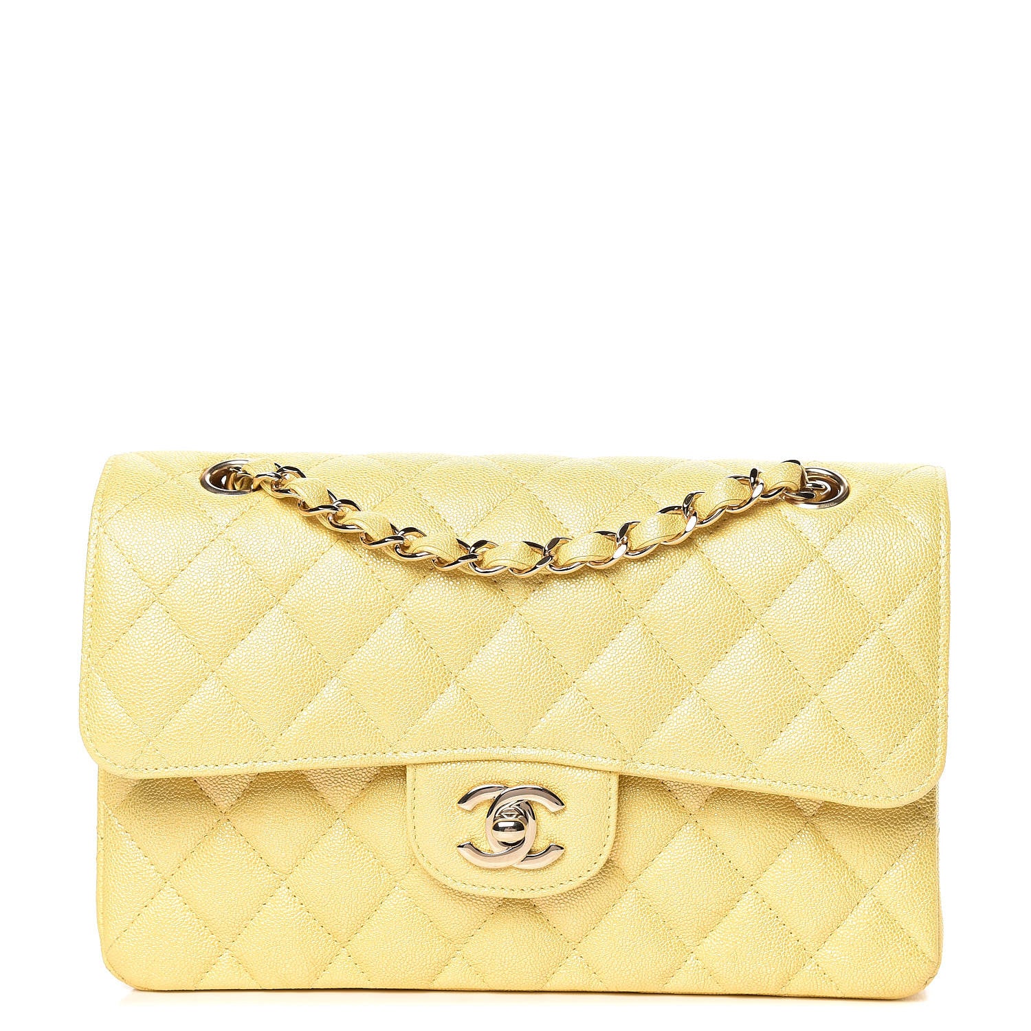 Chanel Iridescent Caviar Quilted Small Double Flap Yellow 1 of 12