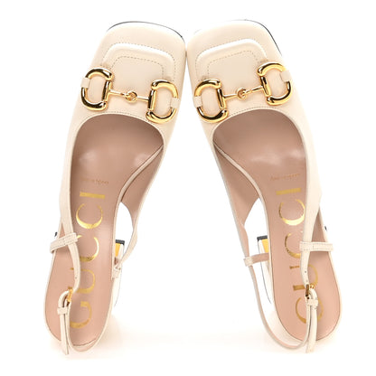 Gucci Malaga Kid Horsebit 75mm Slingback Pumps 36.5 Mystic White 2 of 7