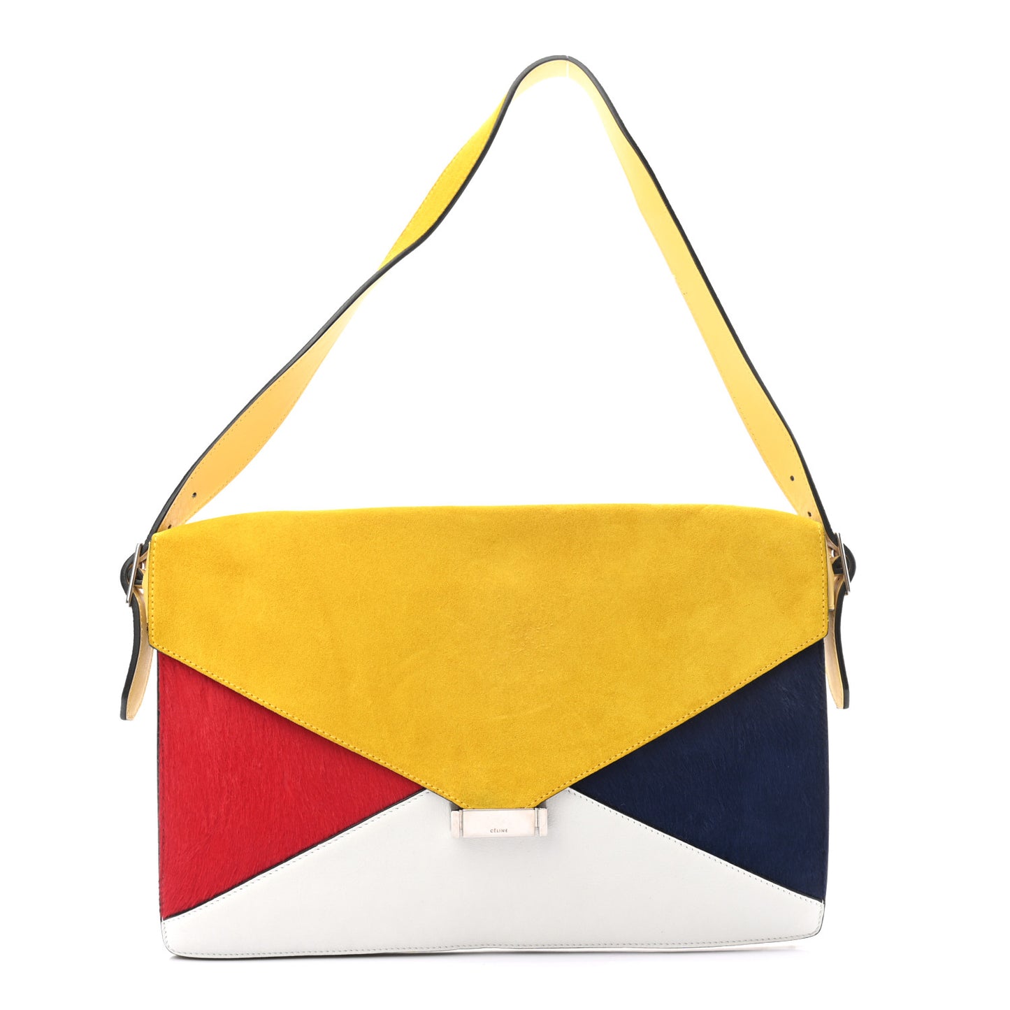 Suede Calfskin Pony Hair Medium Tri-Color Diamond Shoulder Bag Multi