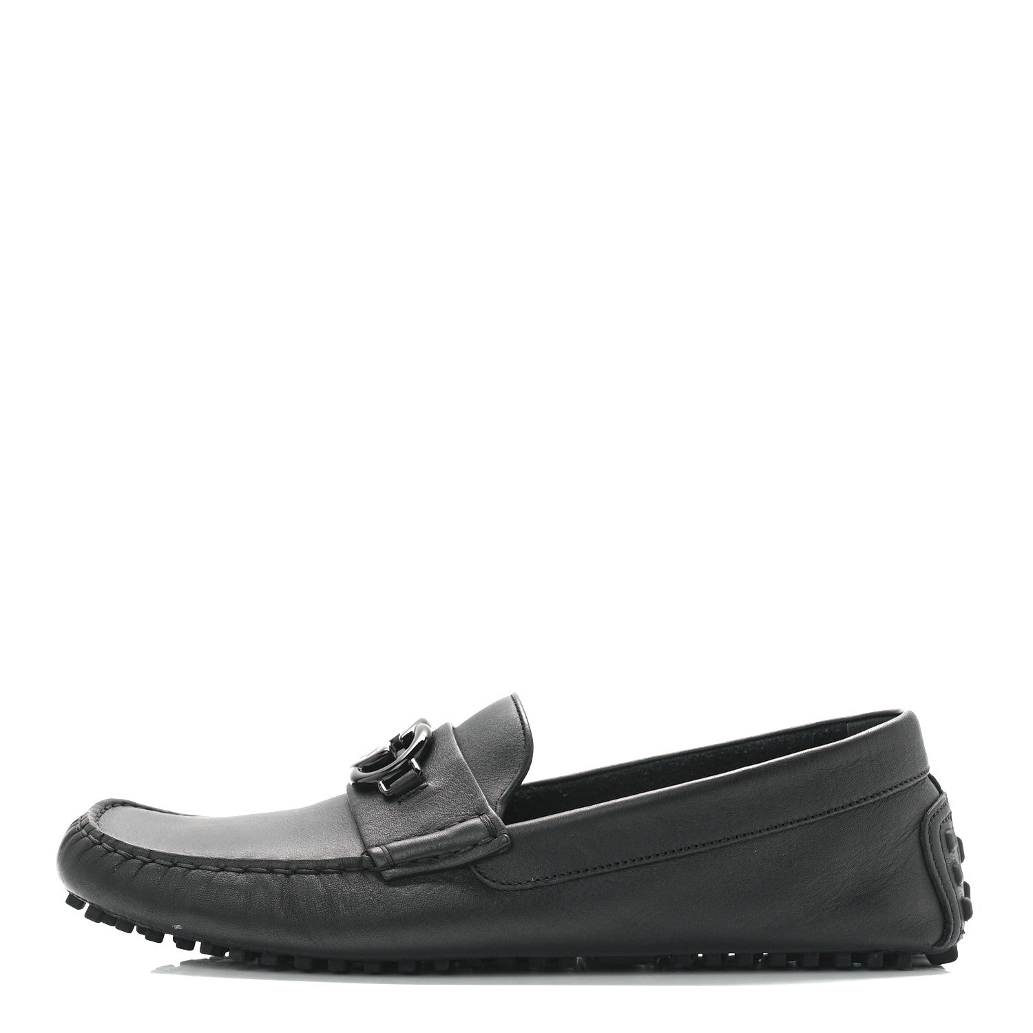 Gucci Soft Clove Calfskin Monochrome Mens Interlocking G Driver Loafers 10.5 Black 1 of 9
