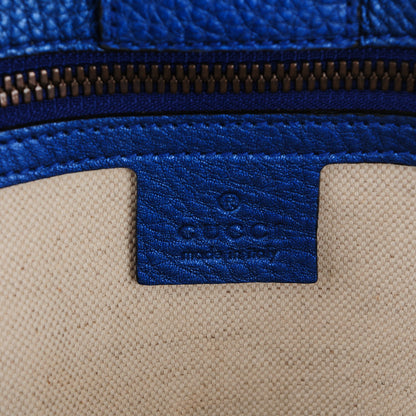 Gucci Metallic Calfskin Large Bamboo Shopper Tote Blue 6 of 7
