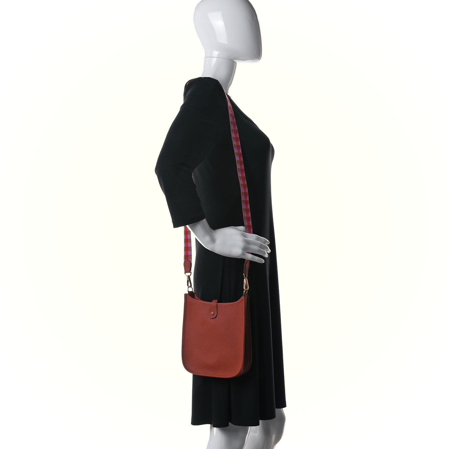 Hermes Taurillon Clemence Maxi Quadrille Evelyne TPM Cuivre Capucine Parme Rouge Duchess 2 of 13