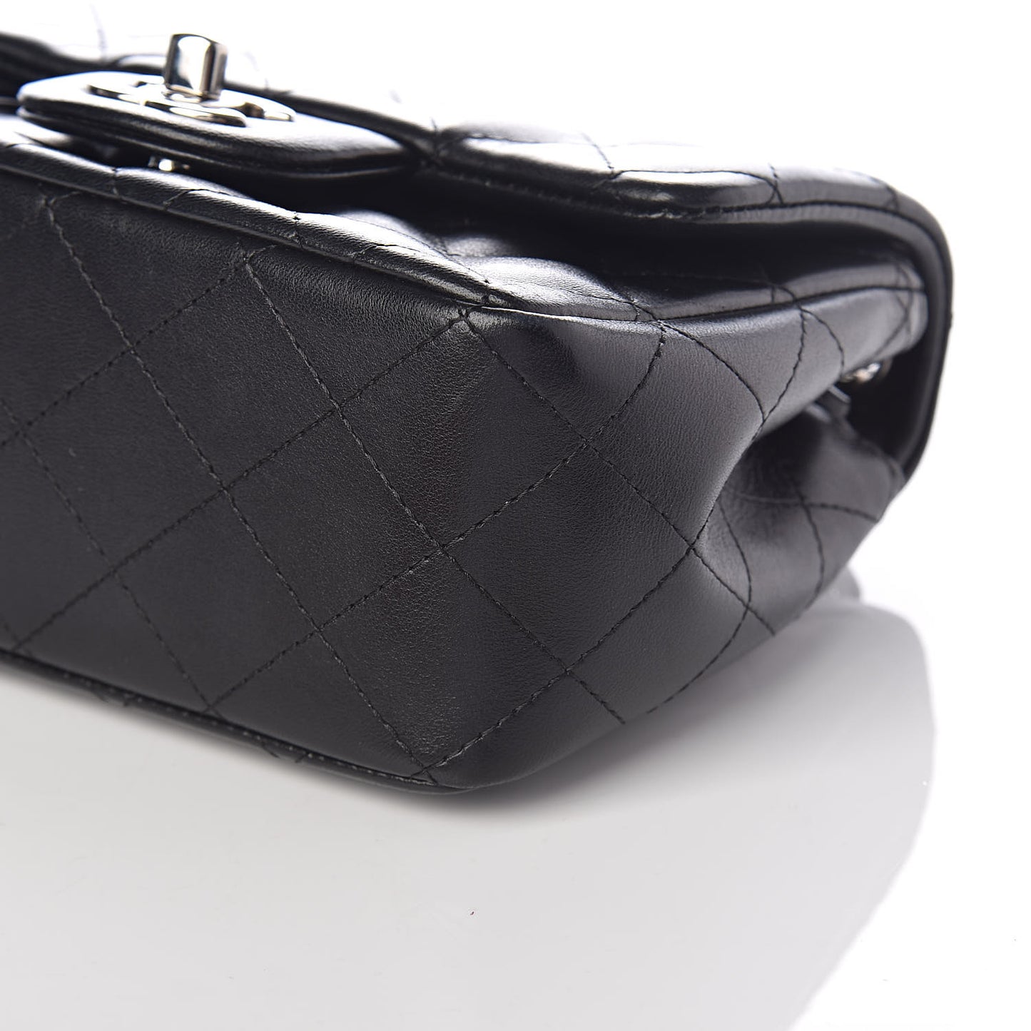 Lambskin Quilted Mini Square Flap Black