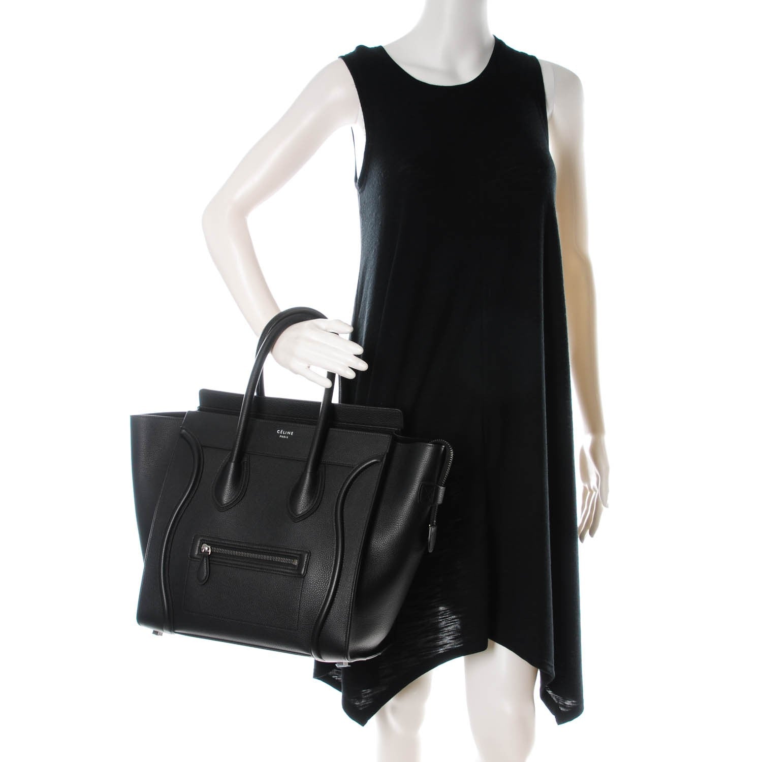 Celine Drummed Calfskin Mini Luggage Black 2 of 8