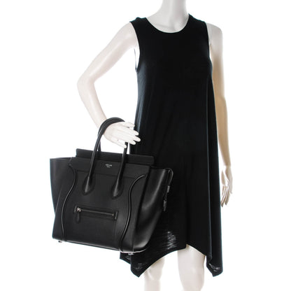 Celine Drummed Calfskin Mini Luggage Black 2 of 8