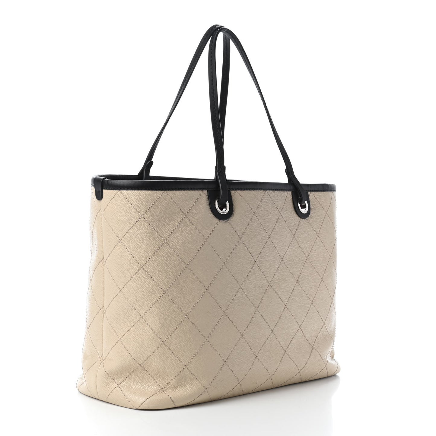 Grained Calfskin Large Fever Shopping Tote Beige