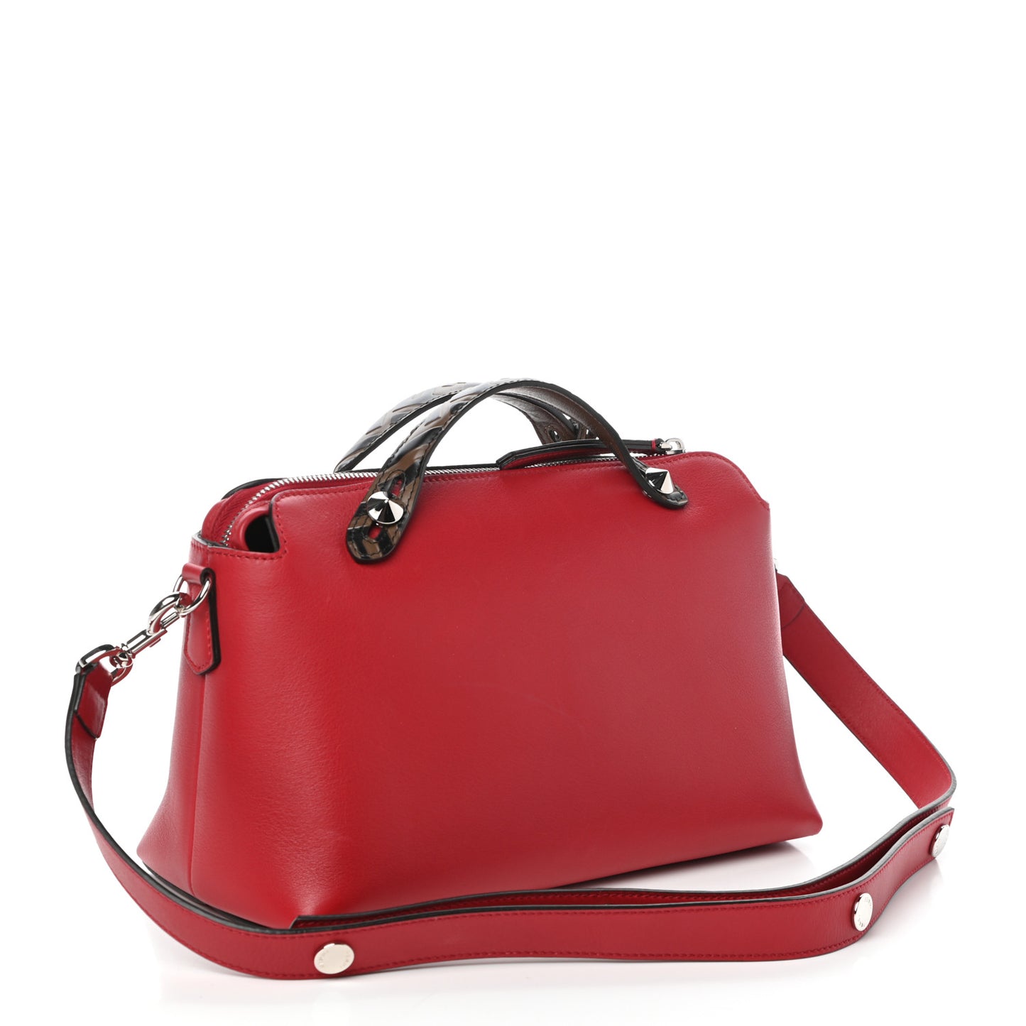 Vitello Dolce Bi-Color FF 1974 Embossed Medium By The Way Boston Bag Fragola Maya Black