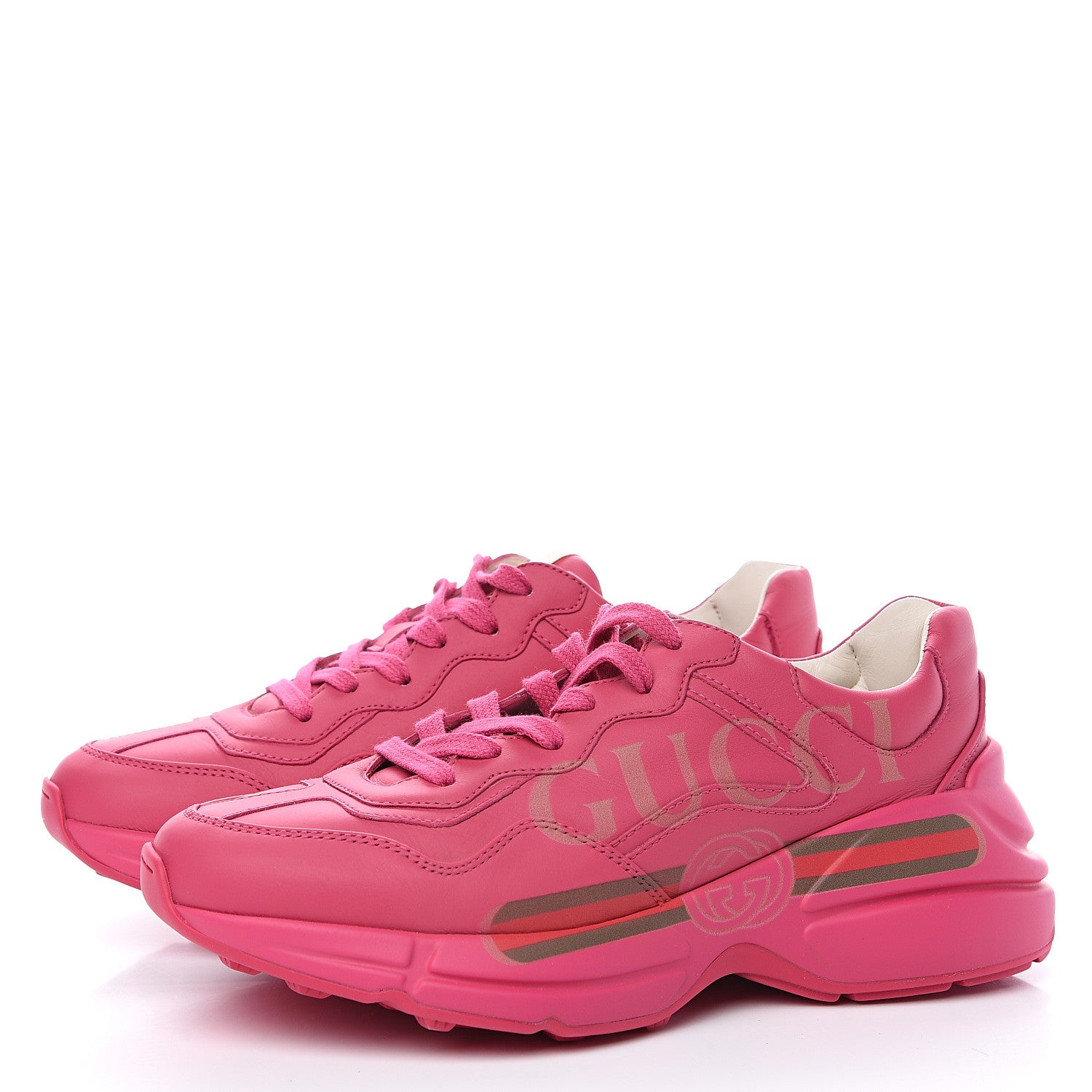 Gucci Calfskin Logo Womens Rhyton Sneakers 37 Box Pink 3 of 9
