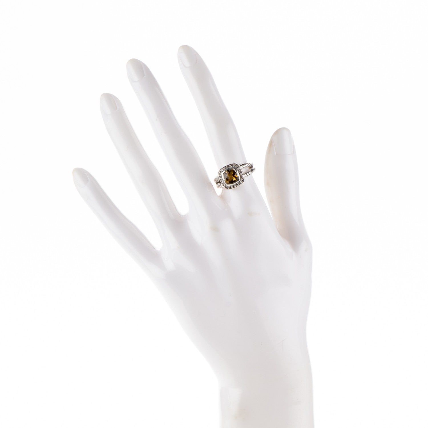 David Yurman Sterling Silver Diamond Citrine 7mm Petite Albion Ring 52 6 2 of 5