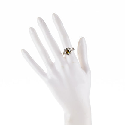David Yurman Sterling Silver Diamond Citrine 7mm Petite Albion Ring 52 6 2 of 5