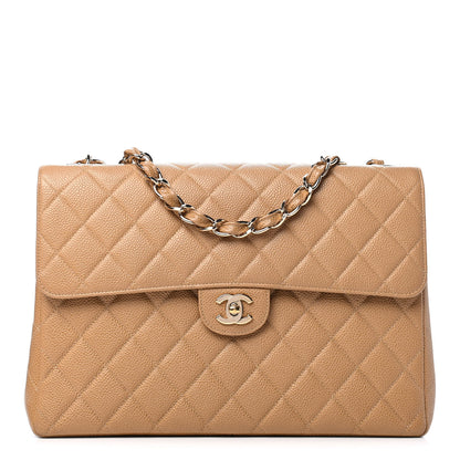 Chanel Caviar Quilted Jumbo Single Flap Beige 1 of 4