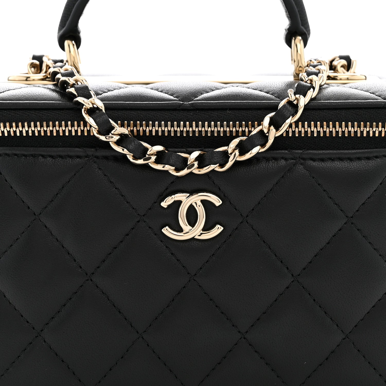 Chanel Lambskin Quilted Trendy Small Top Handle Vanity Case With Chain Black 7 of 10