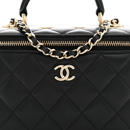 Chanel Lambskin Quilted Trendy Small Top Handle Vanity Case With Chain Black 7 of 10