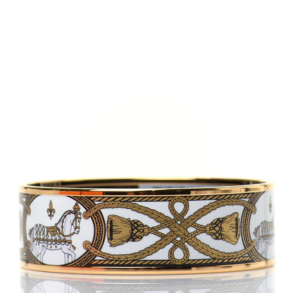 Hermes Enamel Printed Wide Grand Apparat Bracelet 70 White 3 of 6