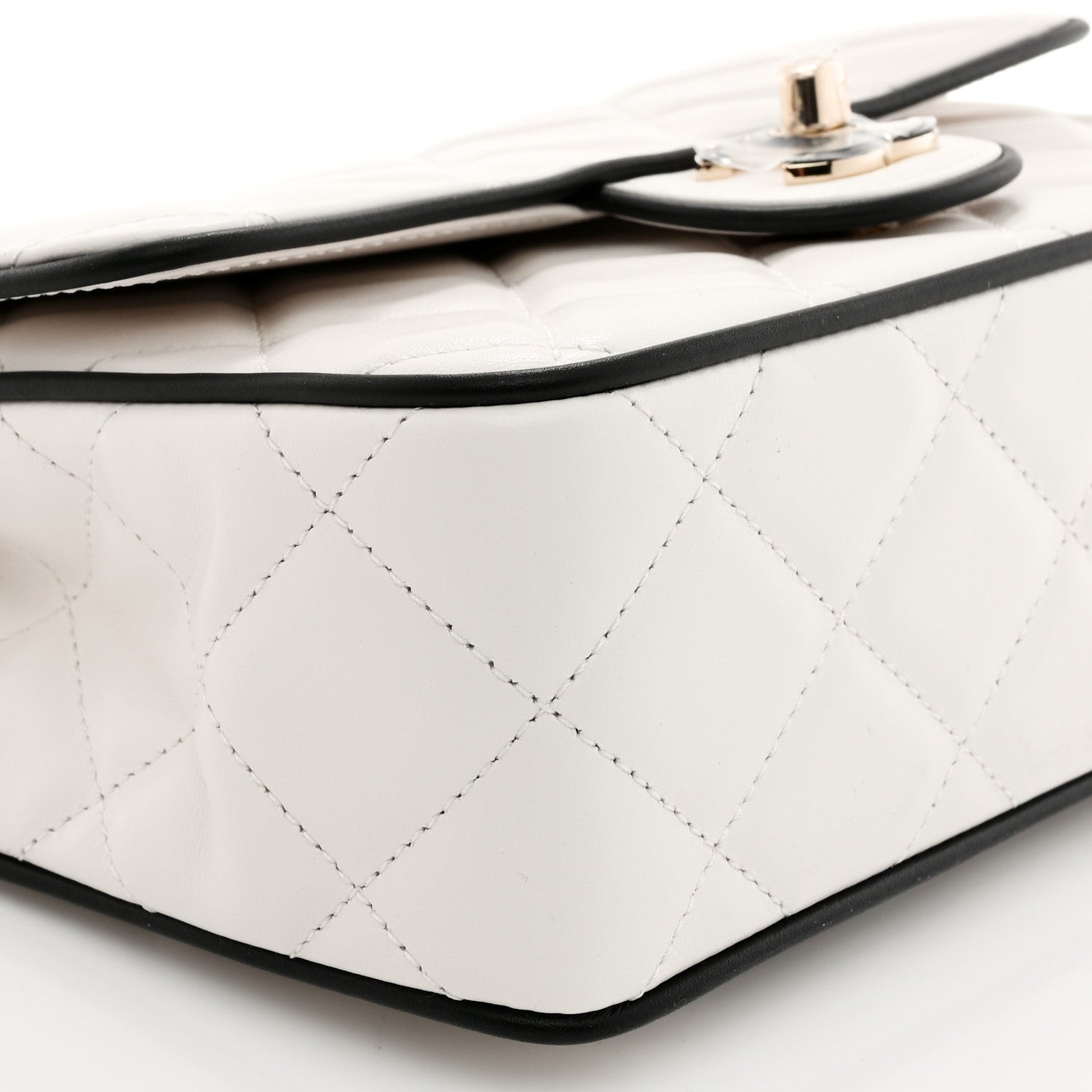 Chanel Lambskin Quilted Resin CC Mini Flap Bag White Black 9 of 10