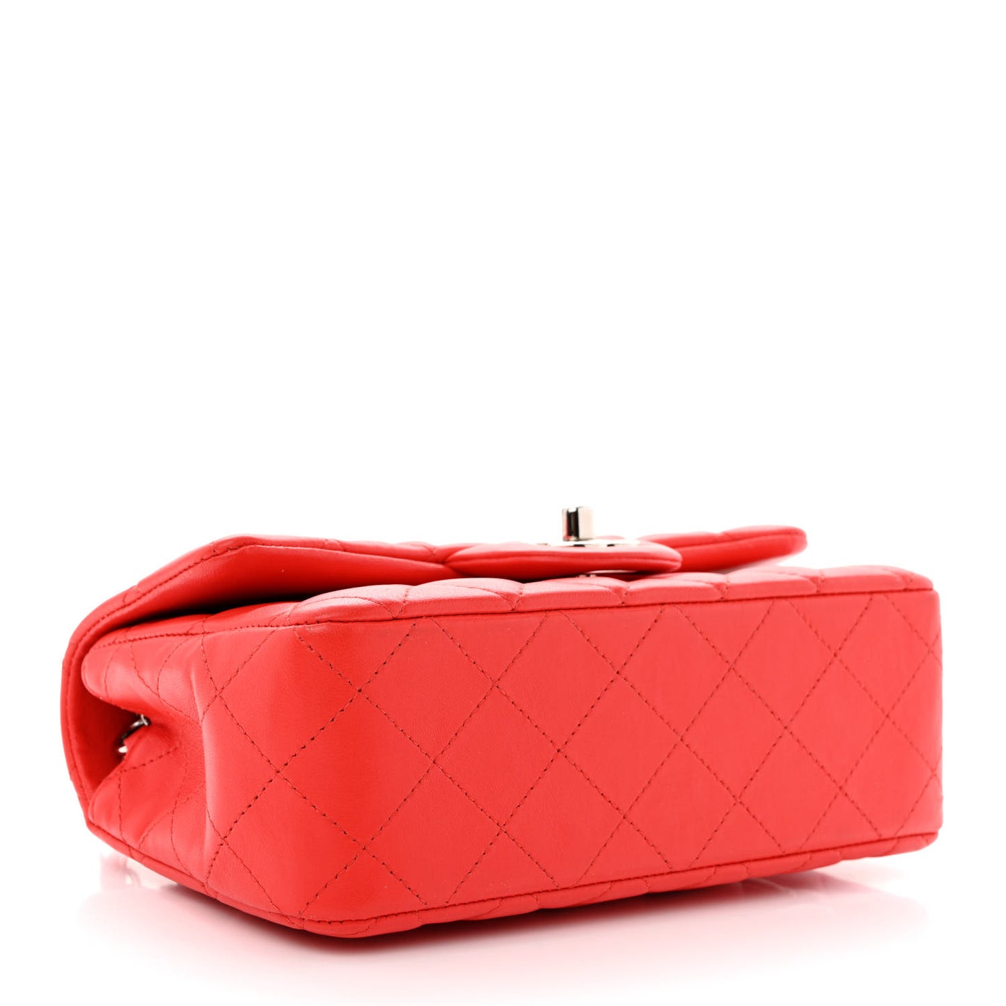 Lambskin Quilted Mini Rectangular Flap Coral