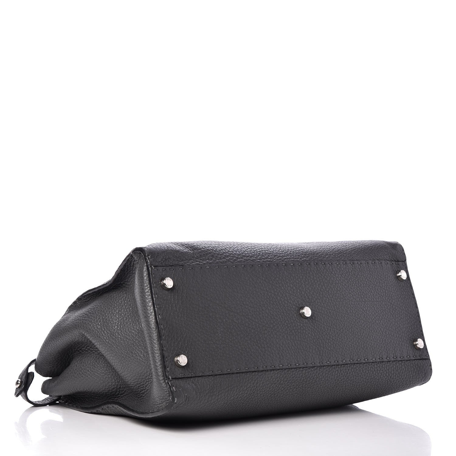 Fendi Cuoio Romano Selleria Bi-Color Large Peekaboo Iconic Satchel Asfalto Latte 6 of 13