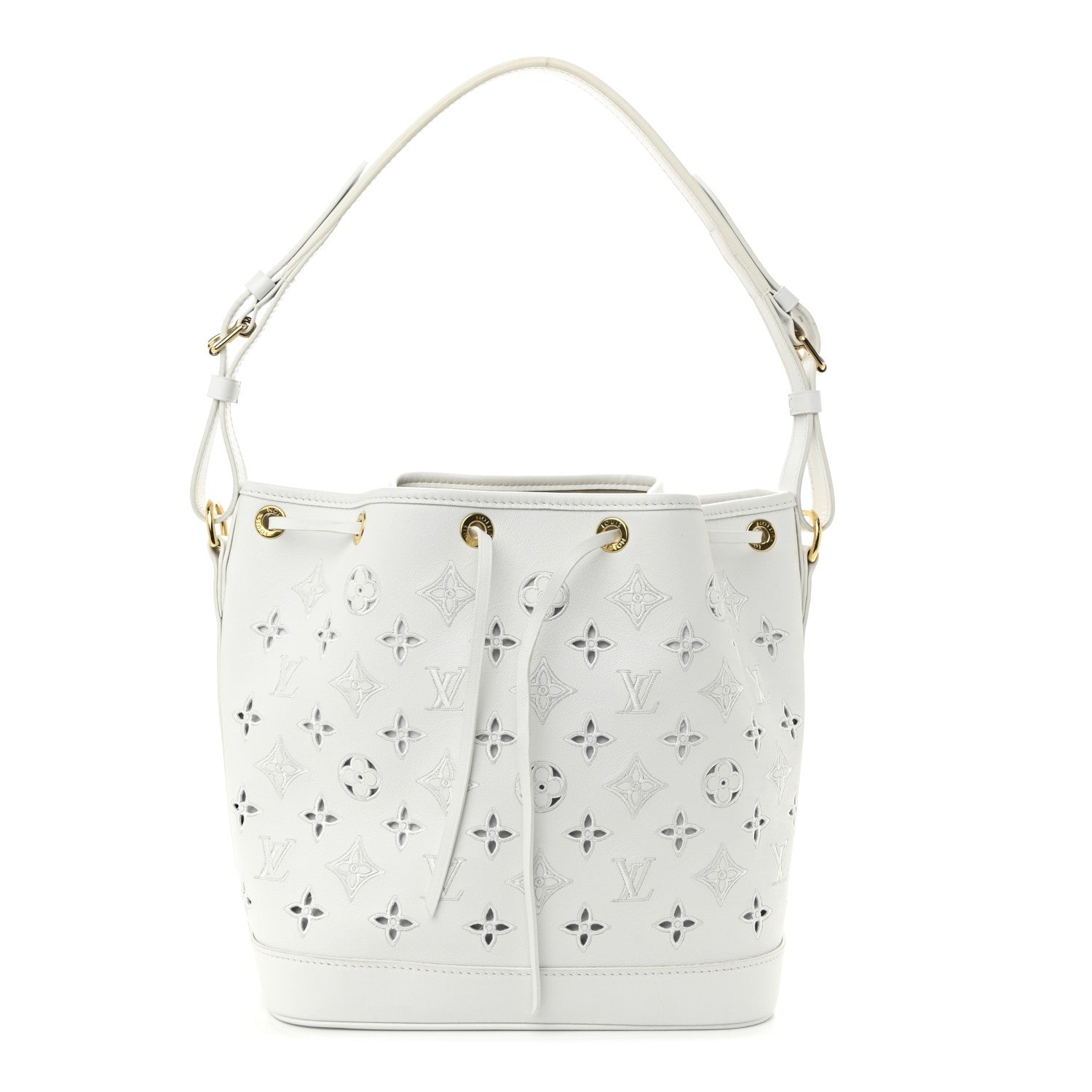 Louis Vuitton Calfskin Monogram Cutout Petit Noe White 1 of 9