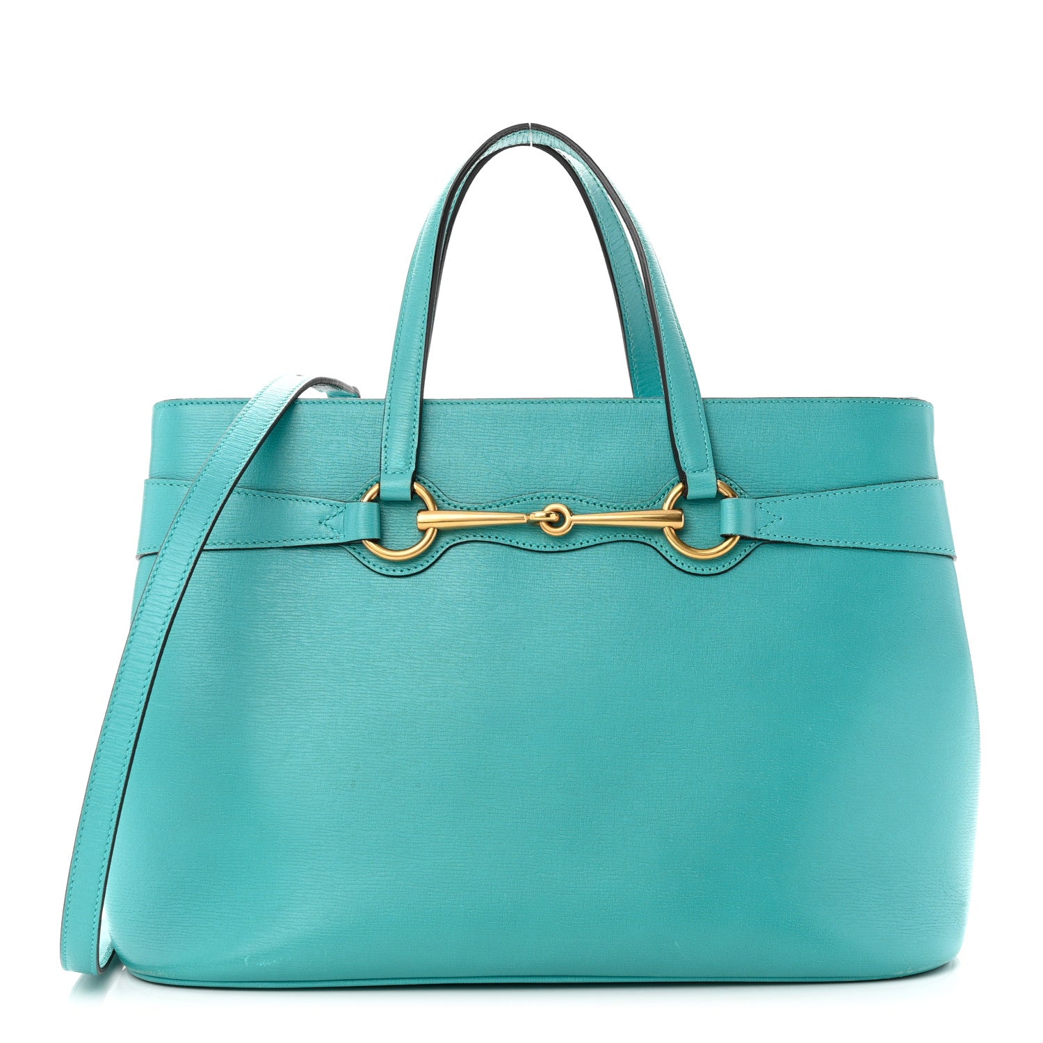 Gucci Textured Calfskin Medium Bright Bit Tote Blue 1 of 19