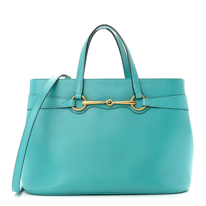 Gucci Textured Calfskin Medium Bright Bit Tote Blue 1 of 19